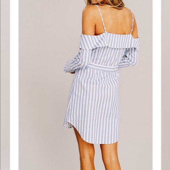 Striped Shirt Dress-BLUE/WHITE - Picture 5 of 5
